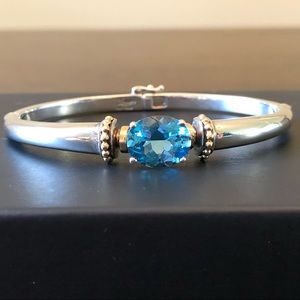 Lorenzo Sterling & 18K Blue Topaz Bangle Bracelet